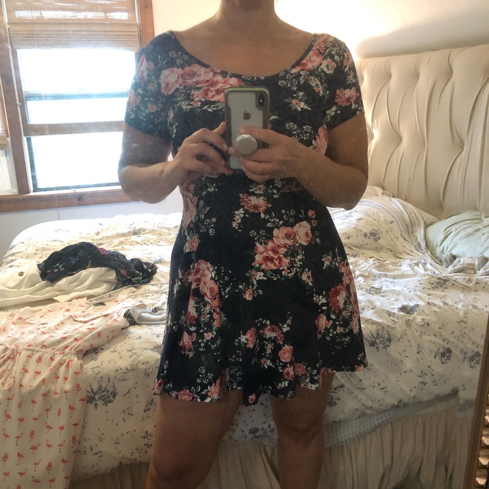 Derek Heart Navy Floral Skater Dress